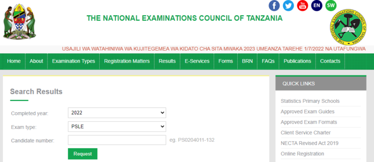 necta.go.tz National Examinations Results 2022 in Tanzania
