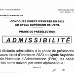 Télécharger la Liste complète des candidats admissibles Concours ENA Cycle Supérieur en Cote d'Ivoire session de 2022-2023