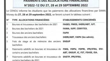 Paiement des allocations Financières aux étudiants Maliens.