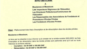 Inscription et de réinscription dans les écoles privées en Guinée 2022-2023