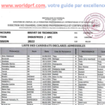 Listes des admissibles BT Industrie / APC 2022 au Sénégal