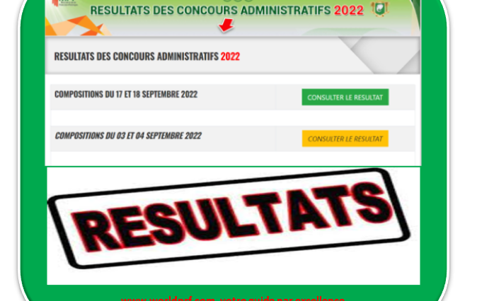 Les Résultats des concours Administratifs en Cote d’Ivoire session de 2022-2023 sont disponibles ici. Résultats du concours d’entrée dans la fonction Publique pour le compte de l’année 2022-2023 en cote d’Ivoire.