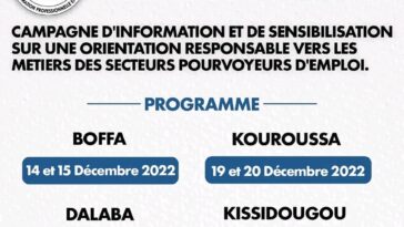 campagne d'information et de sensibilisation sur une orientation responsable vers les métiers des secteurs pourvoyeurs d'emplois en Guinée