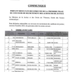 Résultats de la première phase du Concours de Recrutement des auditeurs de Justice session de 2022 au Mali