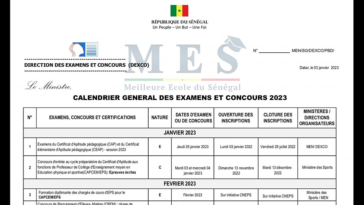 Calendrier des examens et concours 2023 au Sénégal