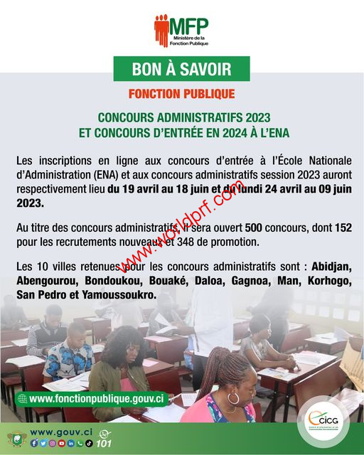 Concours Fonction Publique Cote d'Ivoire 2023 et concours ENA